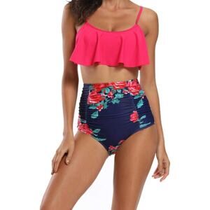 Aleefa  swimsuit Womens High Waisted
Bikini Flounce Top Bathing Suits
Swimwear